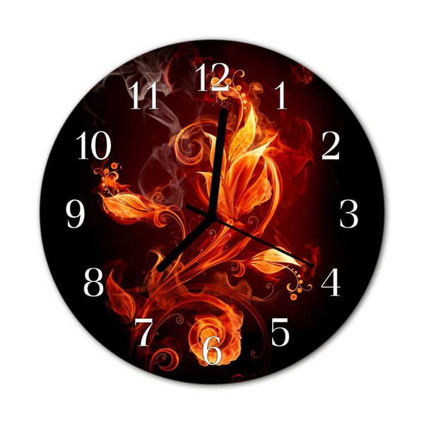 Reloj de vidrio para cocina Flor fuego