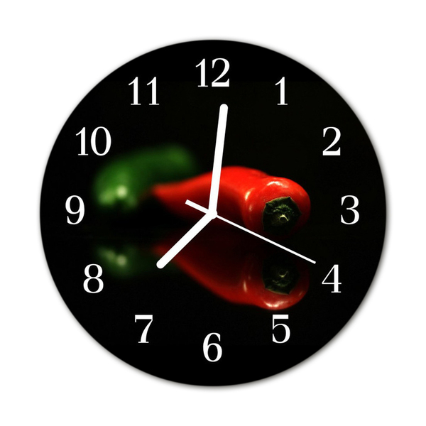 Reloj de vidrio para cocina Pimiento