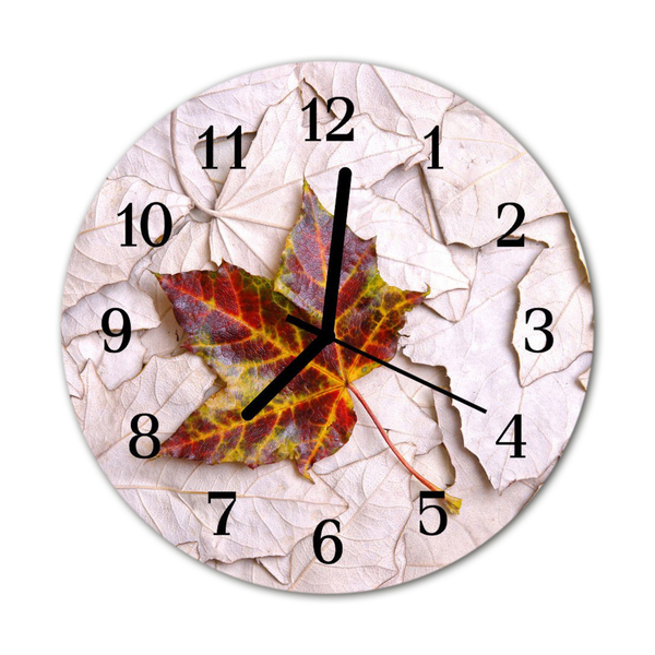 Reloj de vidrio para cocina Hoja de arce