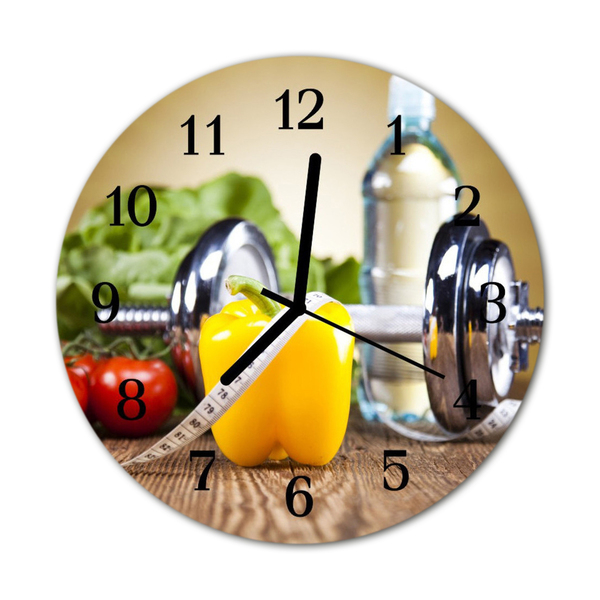 Reloj de vidrio para cocina Pimiento