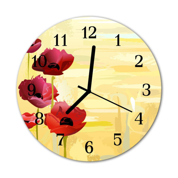 Reloj de vidrio para cocina Amapolas