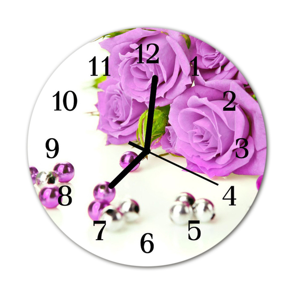 Reloj de vidrio para cocina Rosas