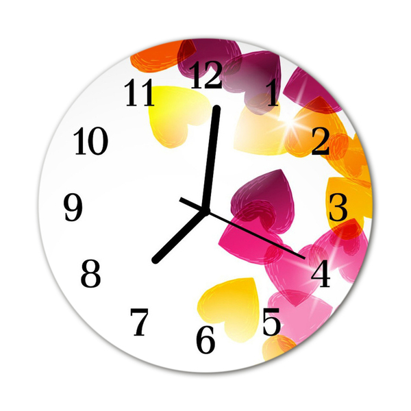 Reloj de vidrio para cocina Corazones de colores