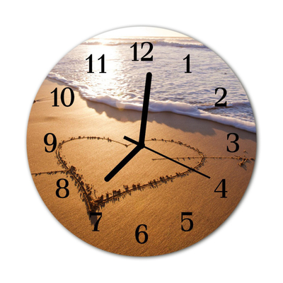 Reloj de vidrio para cocina Corazón en la playa