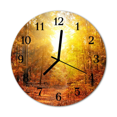 Reloj de vidrio para cocina Bosque en otoño