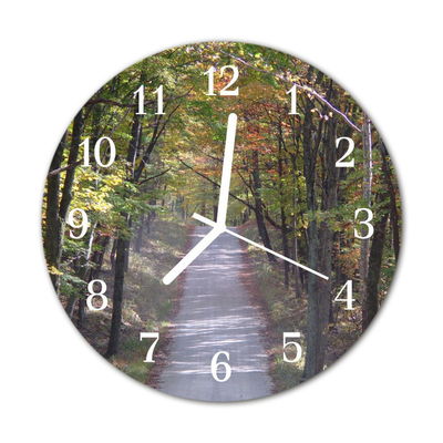 Reloj de vidrio para cocina Camino en el bosque