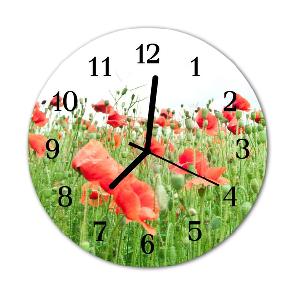 Reloj de vidrio para cocina Amapolas