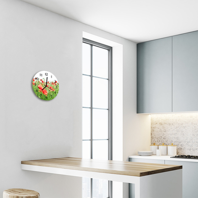 Reloj de vidrio para cocina Amapolas