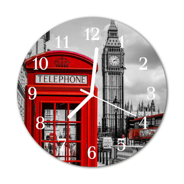 Reloj de vidrio para cocina Cabina telefónica