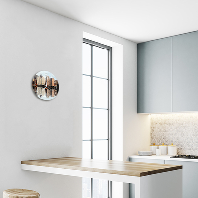 Reloj de vidrio para cocina Ciudad edificios