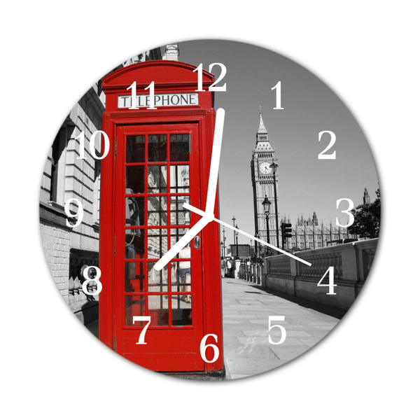 Reloj de vidrio para cocina Cabina telefónica