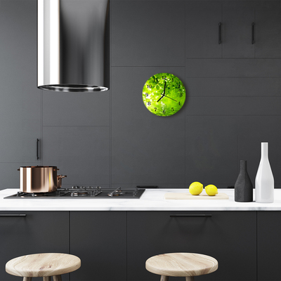 Reloj de vidrio para cocina Hojas