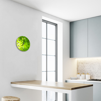 Reloj de vidrio para cocina Hojas