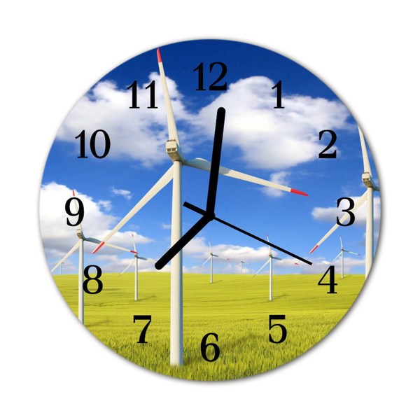 Reloj de vidrio para cocina Molinos de viento campo
