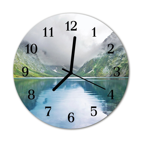 Reloj de vidrio para cocina Lago en el monte
