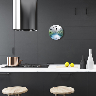 Reloj de vidrio para cocina Lago en el monte