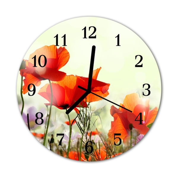 Reloj de vidrio para cocina Amapolas