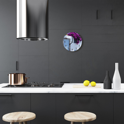 Reloj de vidrio para cocina Flores casa