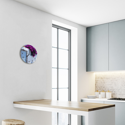 Reloj de vidrio para cocina Flores casa