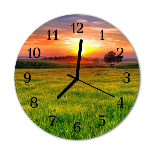 Reloj de vidrio para cocina Paisaje prado
