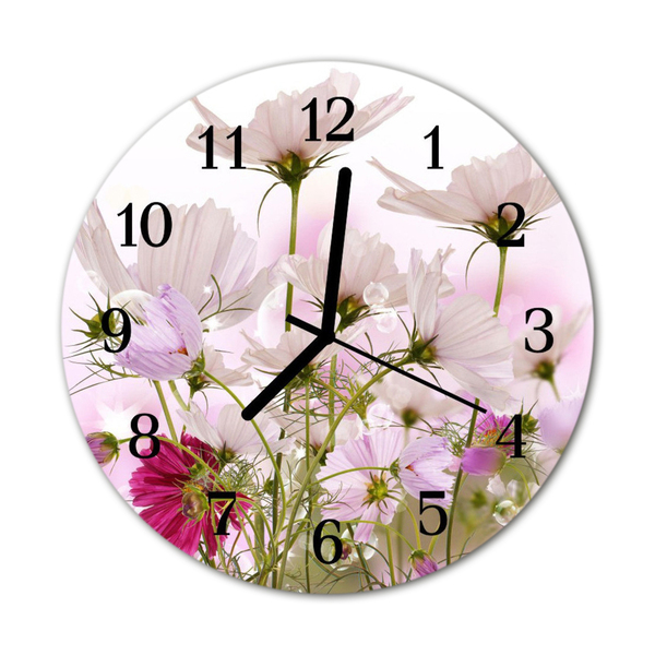 Reloj de vidrio para cocina Flores