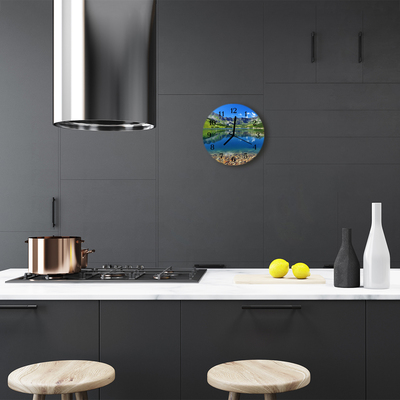 Reloj de vidrio para cocina Lago en el monte