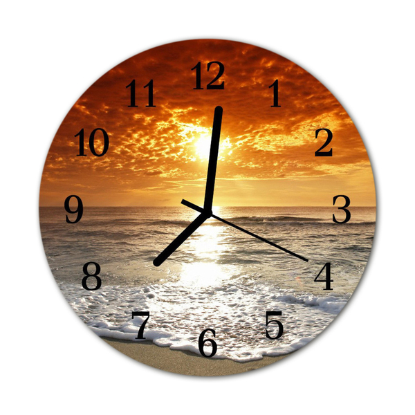Reloj de vidrio para cocina Mar playa