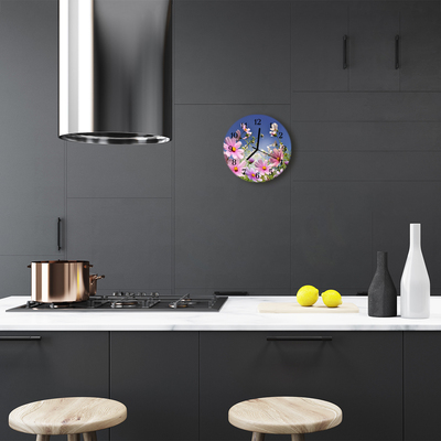 Reloj de vidrio para cocina Cosmos flores