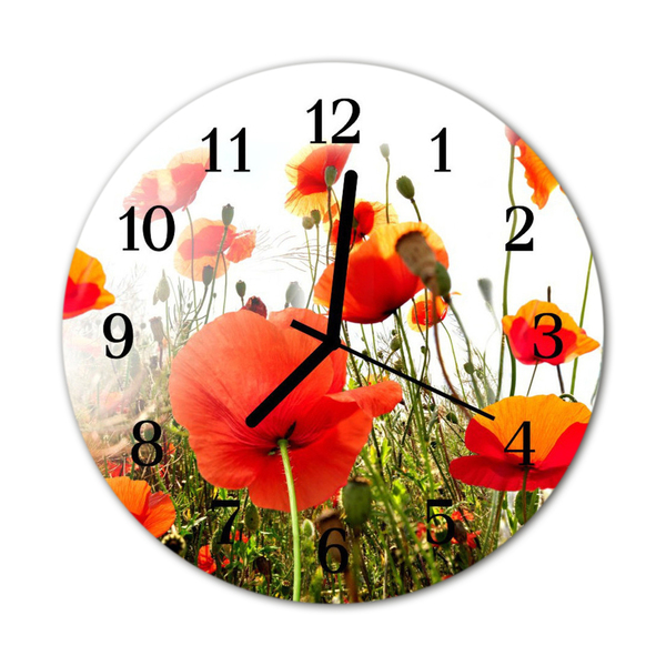 Reloj de vidrio para cocina Amapolas