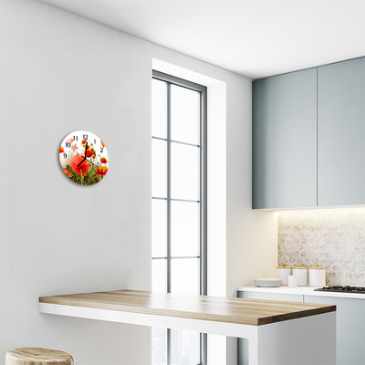 Reloj de vidrio para cocina Amapolas