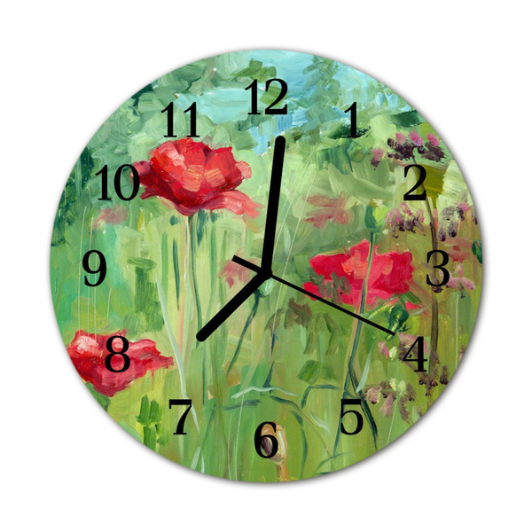 Reloj de vidrio para cocina Amapolas