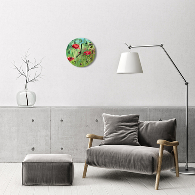 Reloj de vidrio para cocina Amapolas