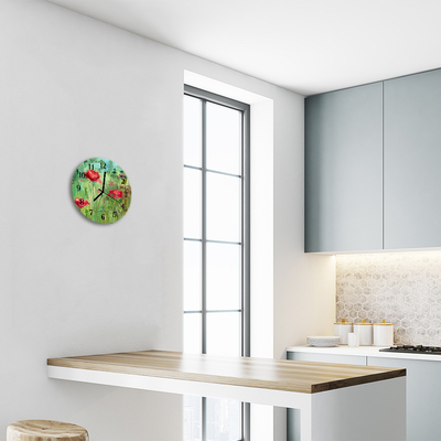 Reloj de vidrio para cocina Amapolas