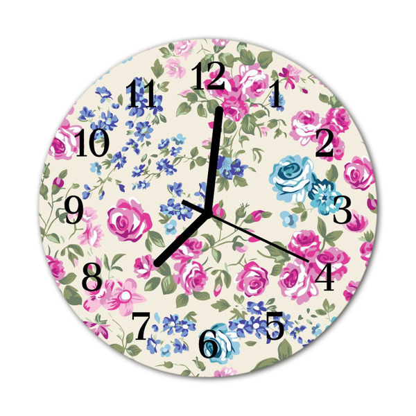 Reloj de vidrio para cocina Rosas