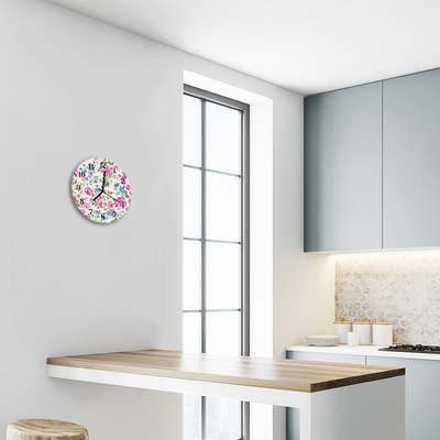 Reloj de vidrio para cocina Rosas