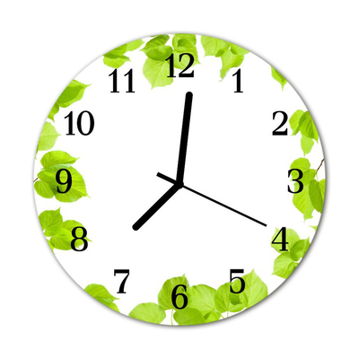 Reloj de vidrio para cocina Hojas