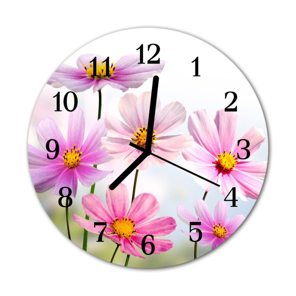 Reloj de vidrio para cocina Flores