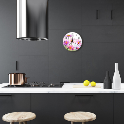 Reloj de vidrio para cocina Flores