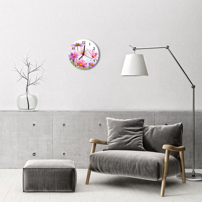 Reloj de vidrio para cocina Flores