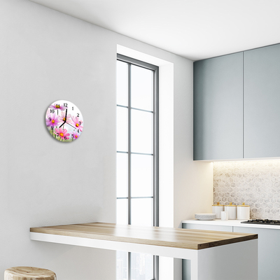 Reloj de vidrio para cocina Flores