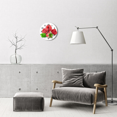 Reloj de vidrio para cocina Frambuesas