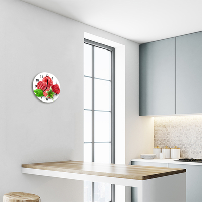 Reloj de vidrio para cocina Frambuesas