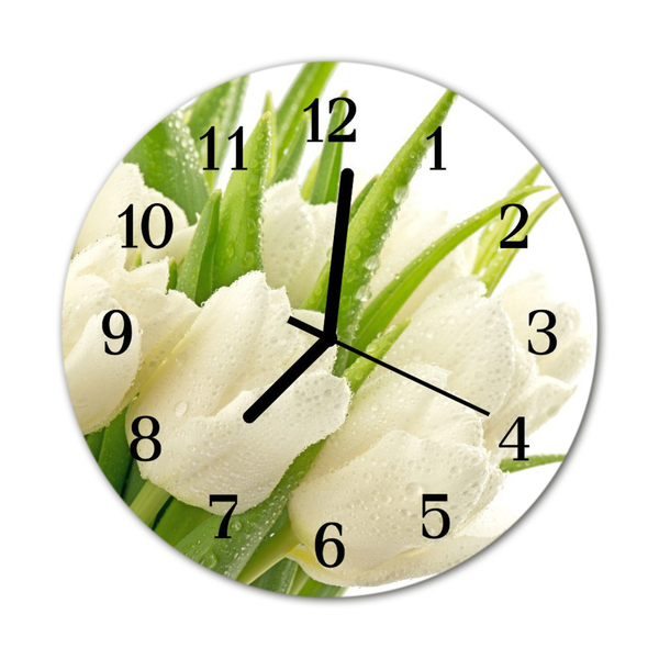 Reloj de vidrio para cocina Tulipanes