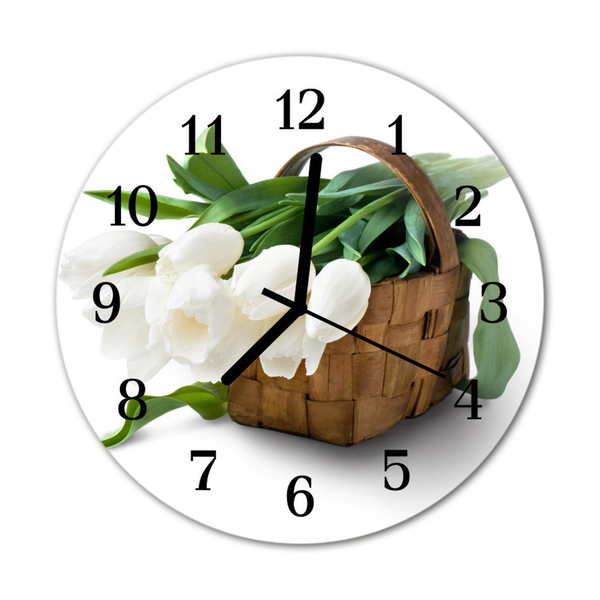 Reloj de vidrio para cocina Cesta de tulipanes