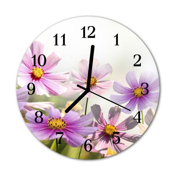 Reloj de vidrio para cocina Flores