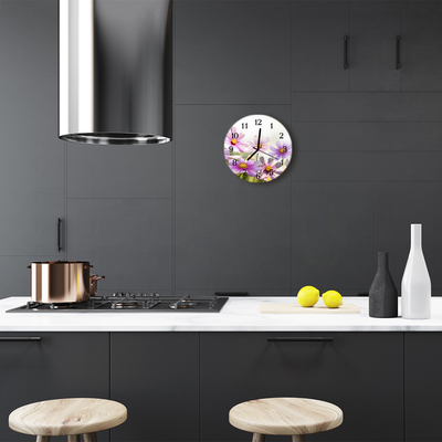 Reloj de vidrio para cocina Flores