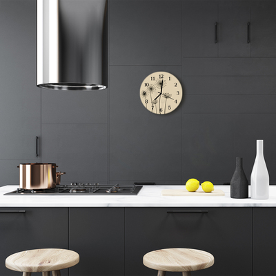 Reloj de vidrio para cocina Flores
