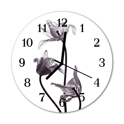 Reloj de vidrio para cocina Flores