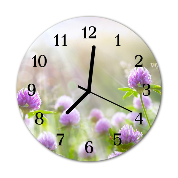Reloj de vidrio para cocina Flores