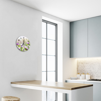 Reloj de vidrio para cocina Flores